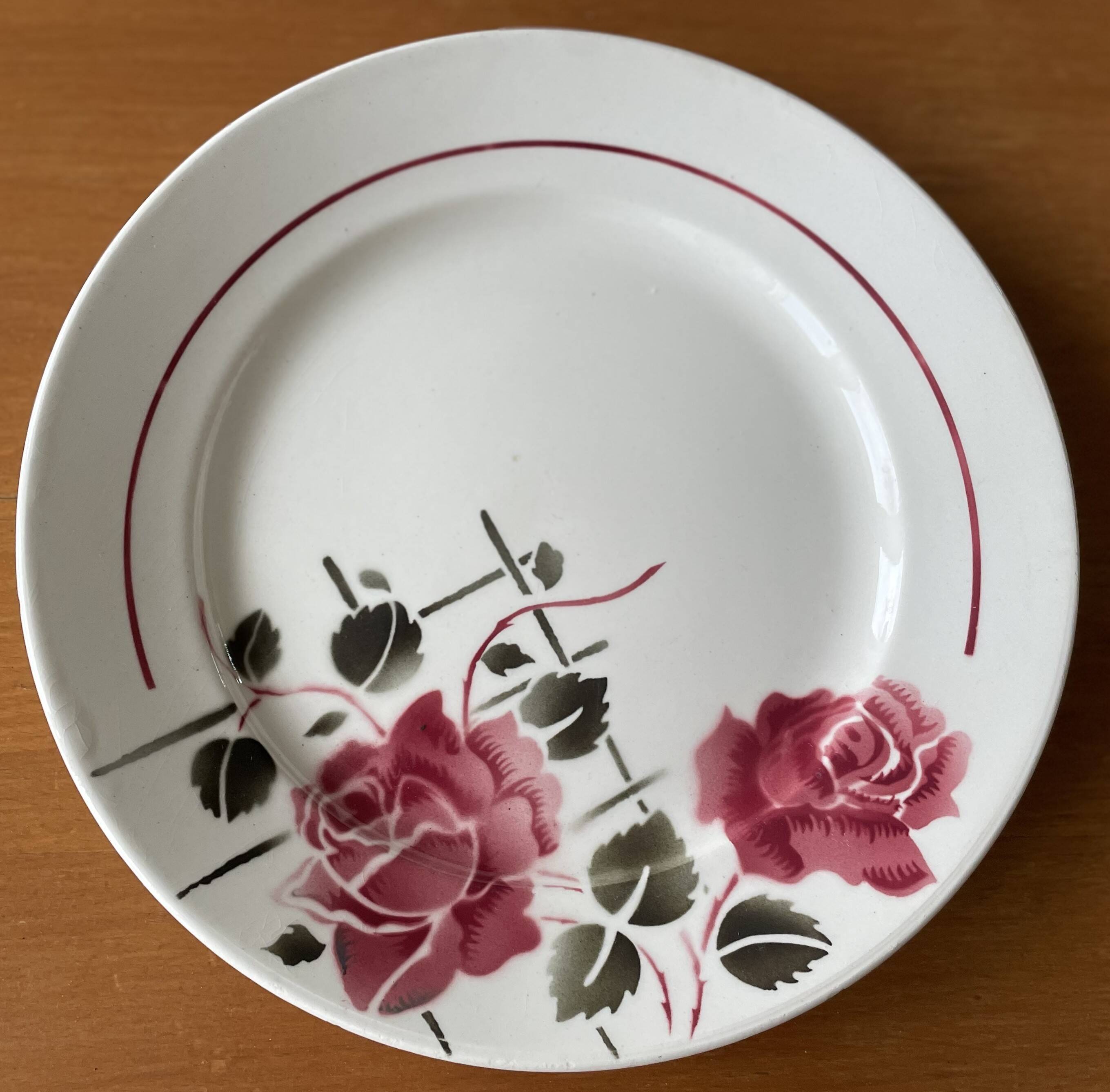 6 antique flat plates in faience from badonviller