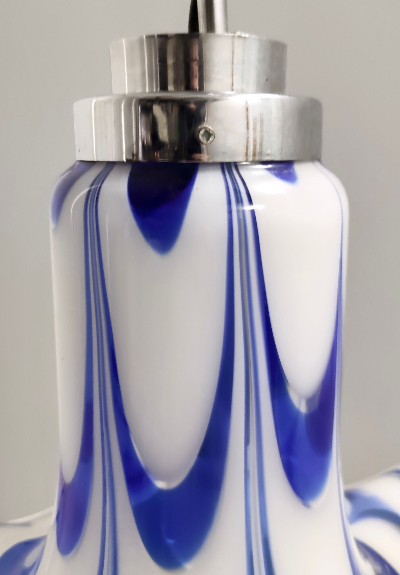 Postmodern blue & white murano glass pendant lamp
