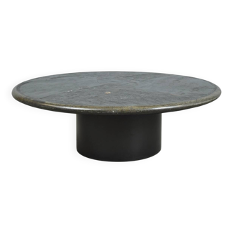 Paul kingma / brutalist round natural stone coffee table / netherlands 1988