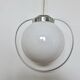 Art Deco pendant light in opaline and chrome-plated brass, 1930s-1940s