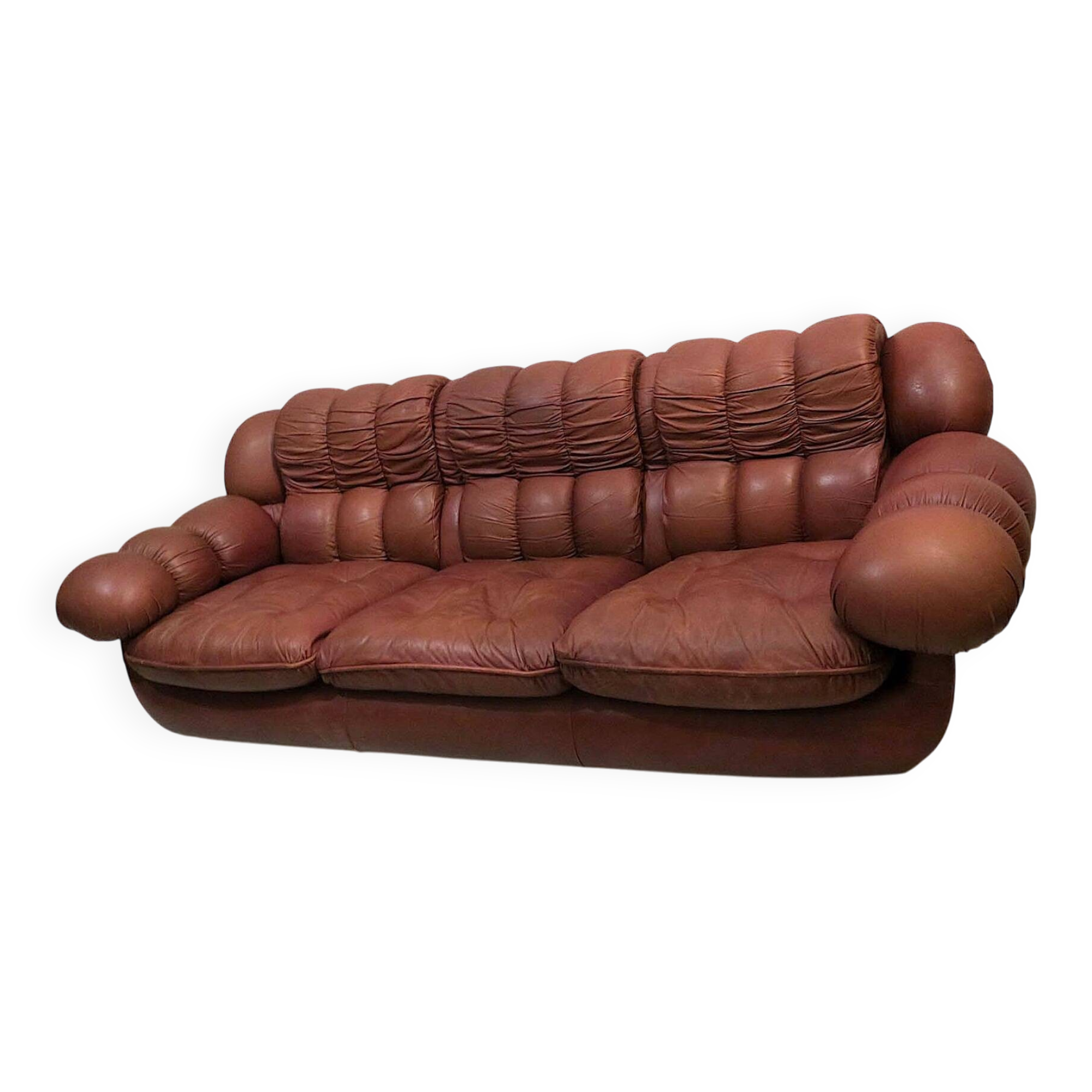 Large Chesterfield sofa in leather, Italy 1970s