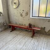 1950s oak bench with red patina, 2m