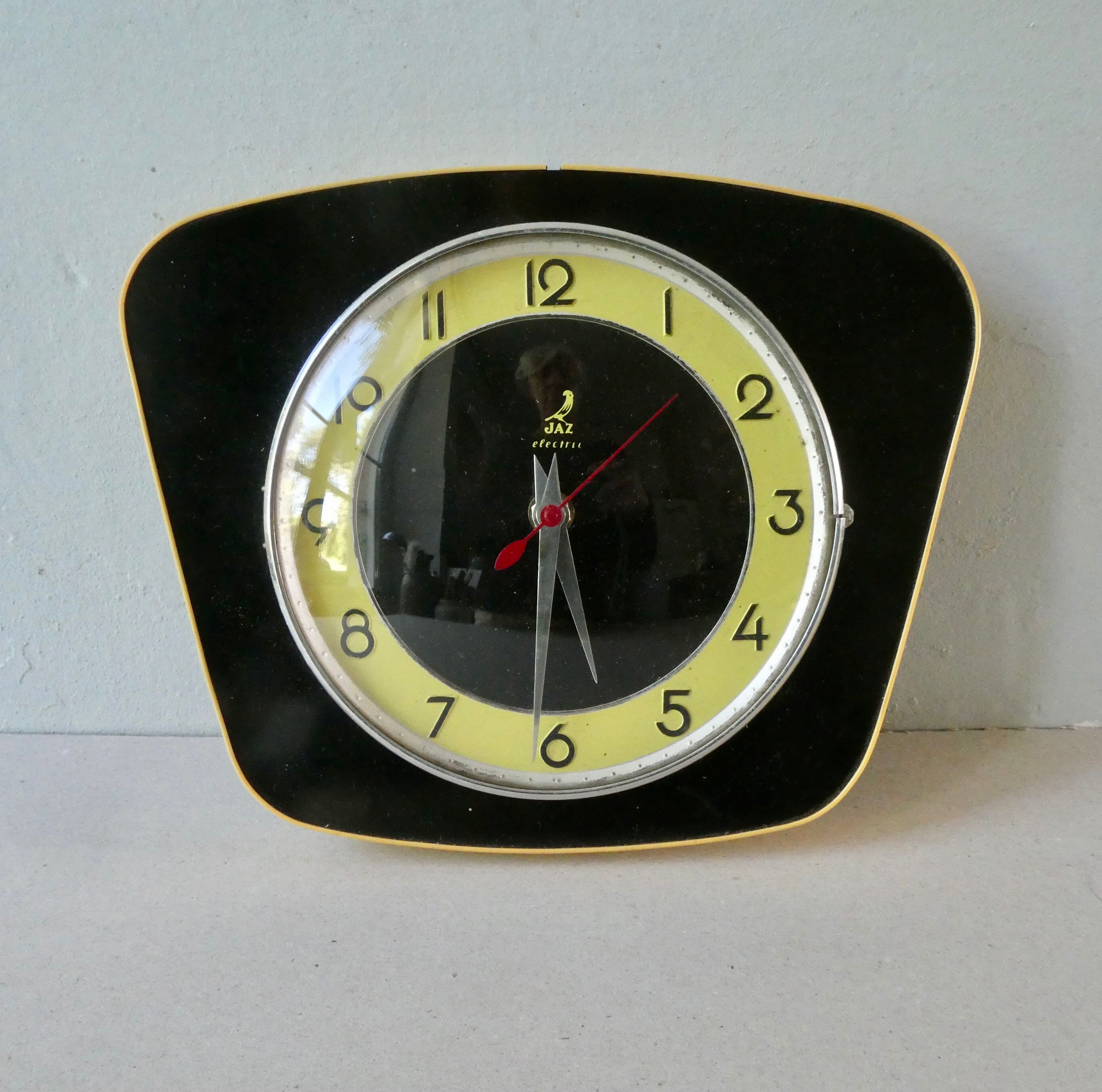 Pendulum, jaz wall clock, 60s, black formica