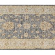 Oriental Grey Beige Stair Runner Rug, Wool Hand Knotted 81 x 295 cm