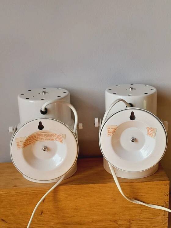 Pair of lacquered metal spotlights from the 1970s.