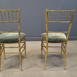 Pair of brass faux bamboo chairs, 1960s