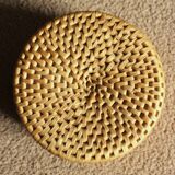Round basket box Vintage wicker lid