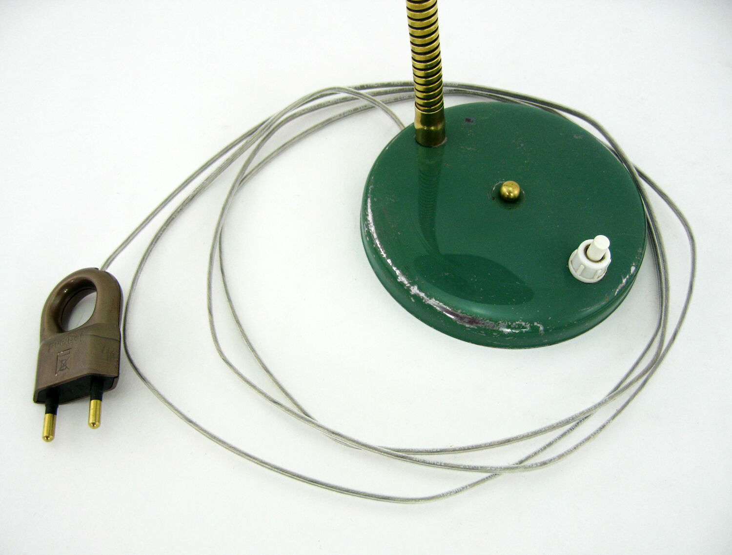 UFO desk lamp in green lacquered metal and brass