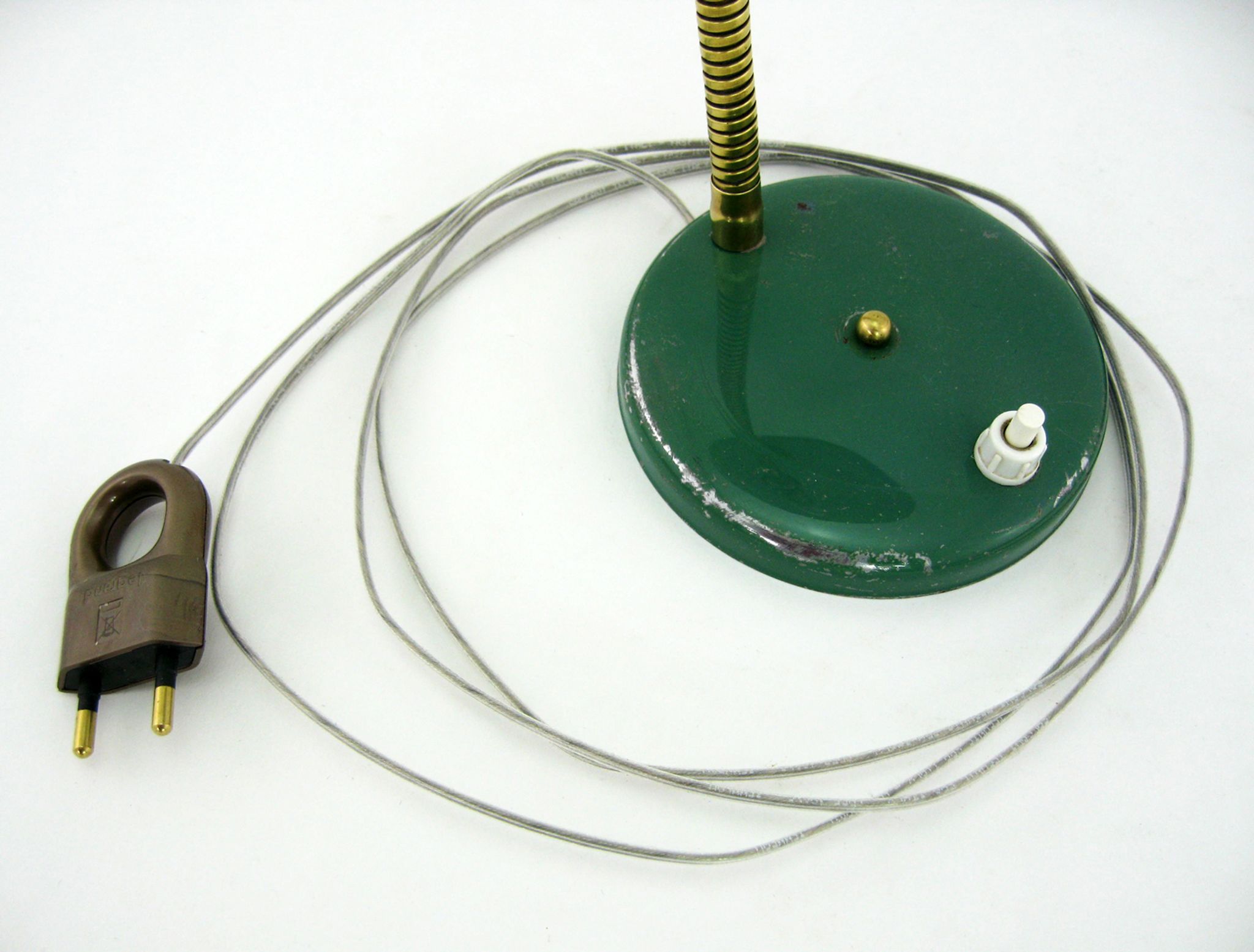 UFO desk lamp in green lacquered metal and brass