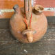 Gargoulette, cruche boule ancienne en terre cuite ciselée