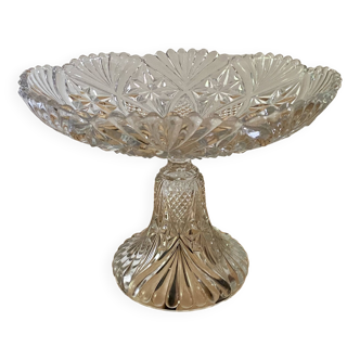 Compotier or footed plate in vintage chiseled glass