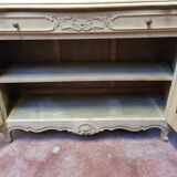 Louis XV buffet in oak & leather - Sandblasted