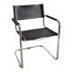 Design chair chrome metal and leather - 80s/90s