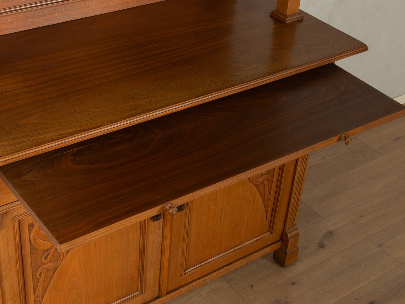 Two-piece buffet from the 1910s in Art Nouveau style, beech wood