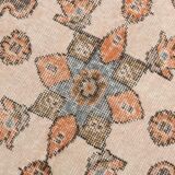 Tapis vintage orange et beige à médaillon central patiné, 157x299 Cm