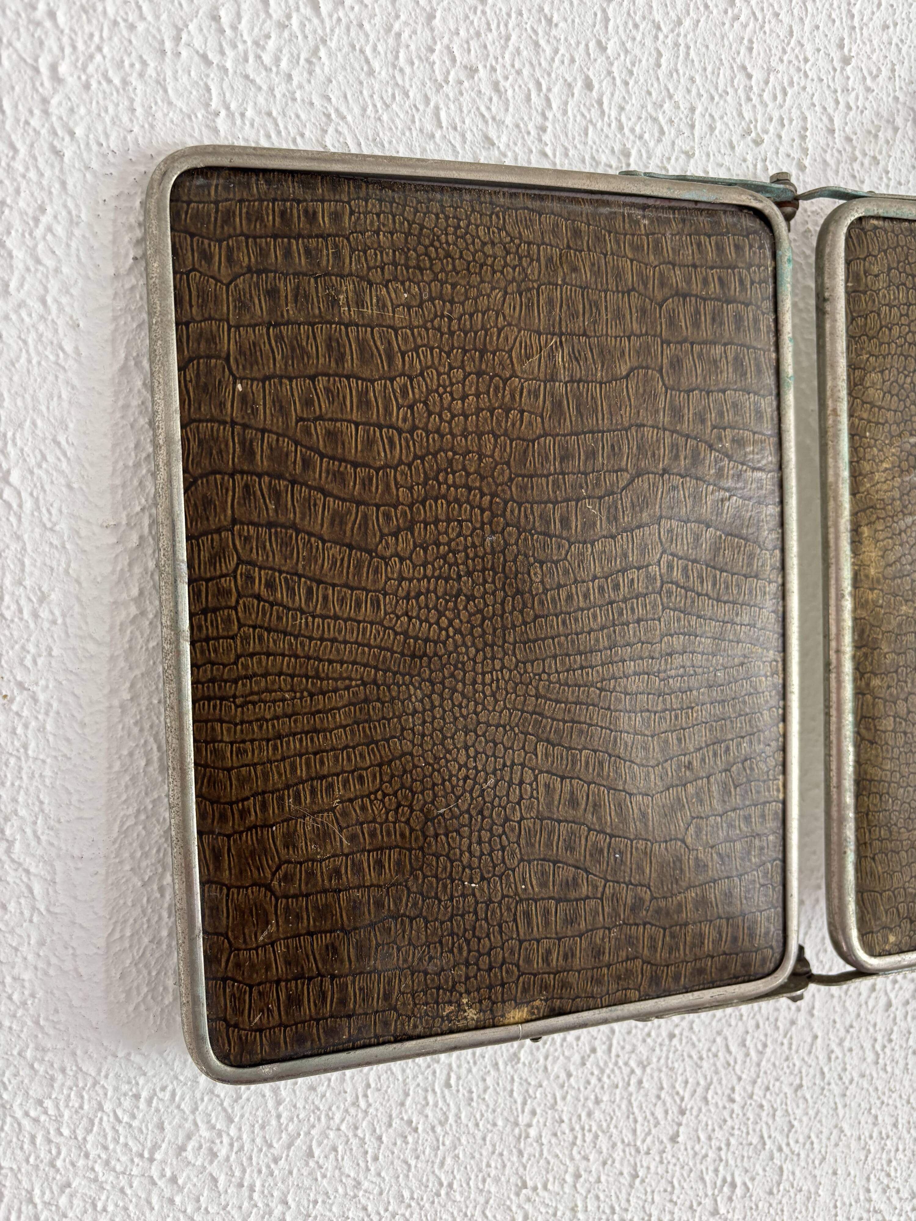 Miroir vintage 1930 triptyque barbier cristal biseauté- 25 x 58 cm