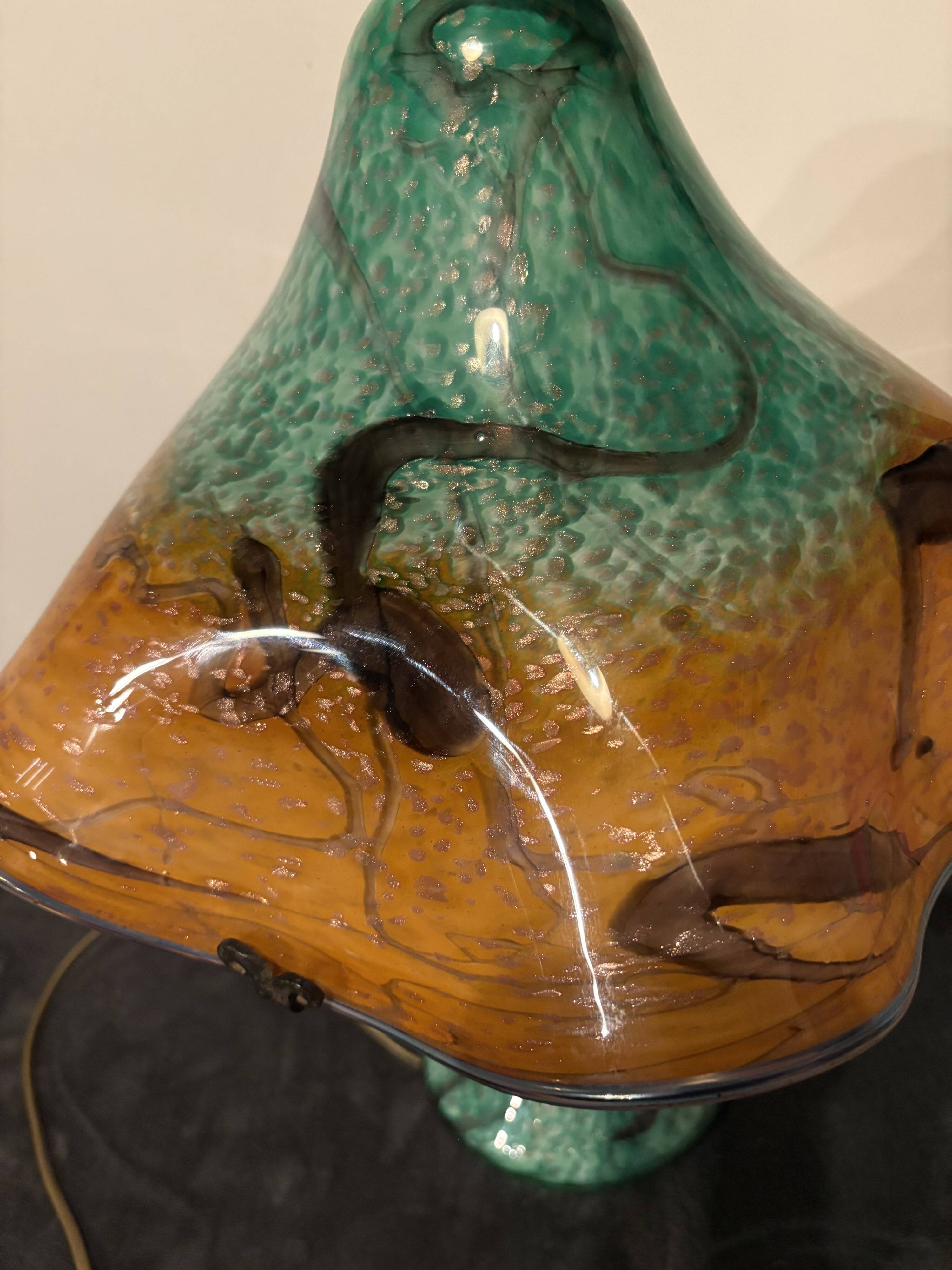 Large lamp signed by Jean-Michel Operto – blown glass with gold leaf