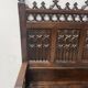 Gothic style carved oak chest bench, 19th century