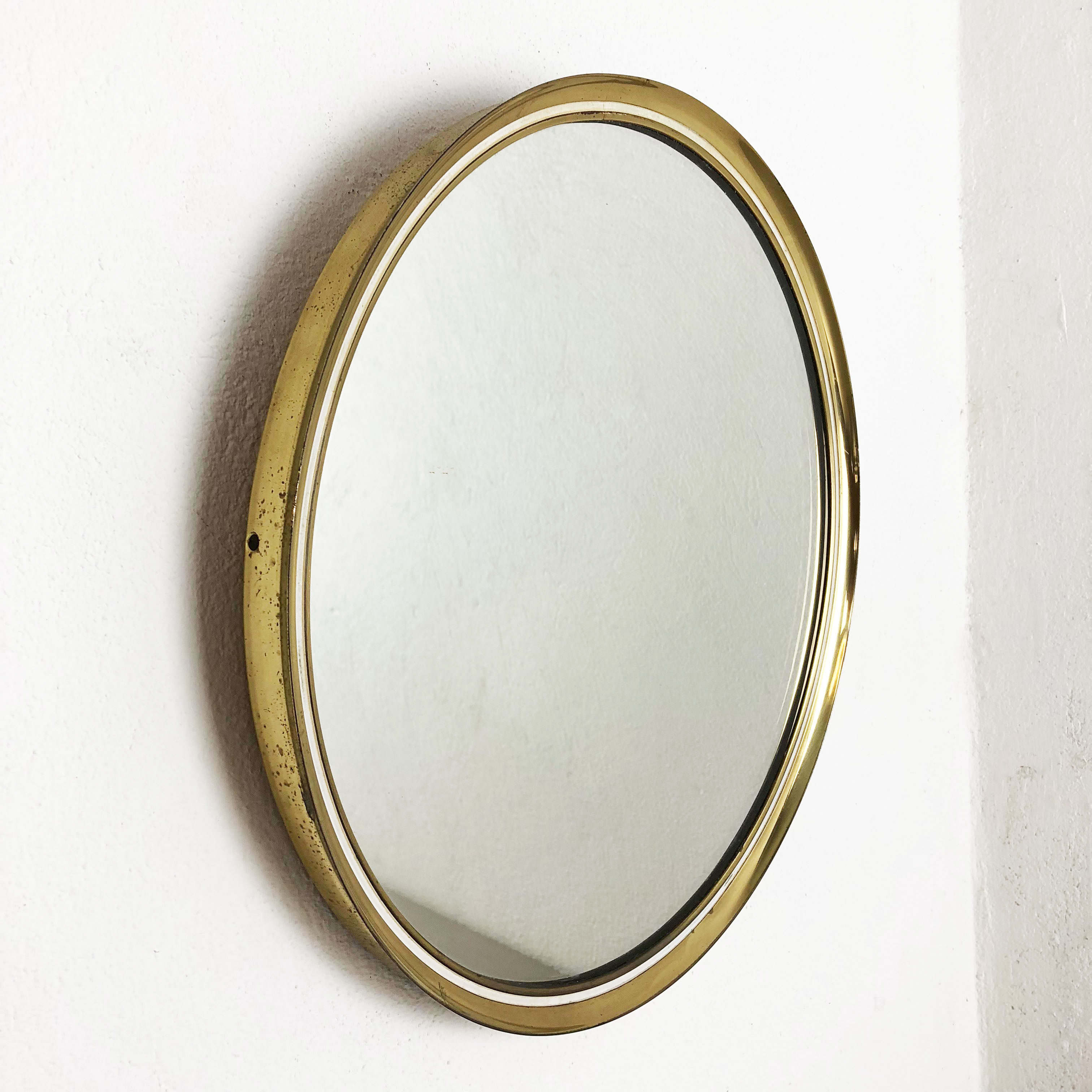 German modernist wall brass mirror Vereinigte Werkstätten München 1950s
