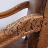 Dutch 19th Century Oak Baroque open Arm Chair