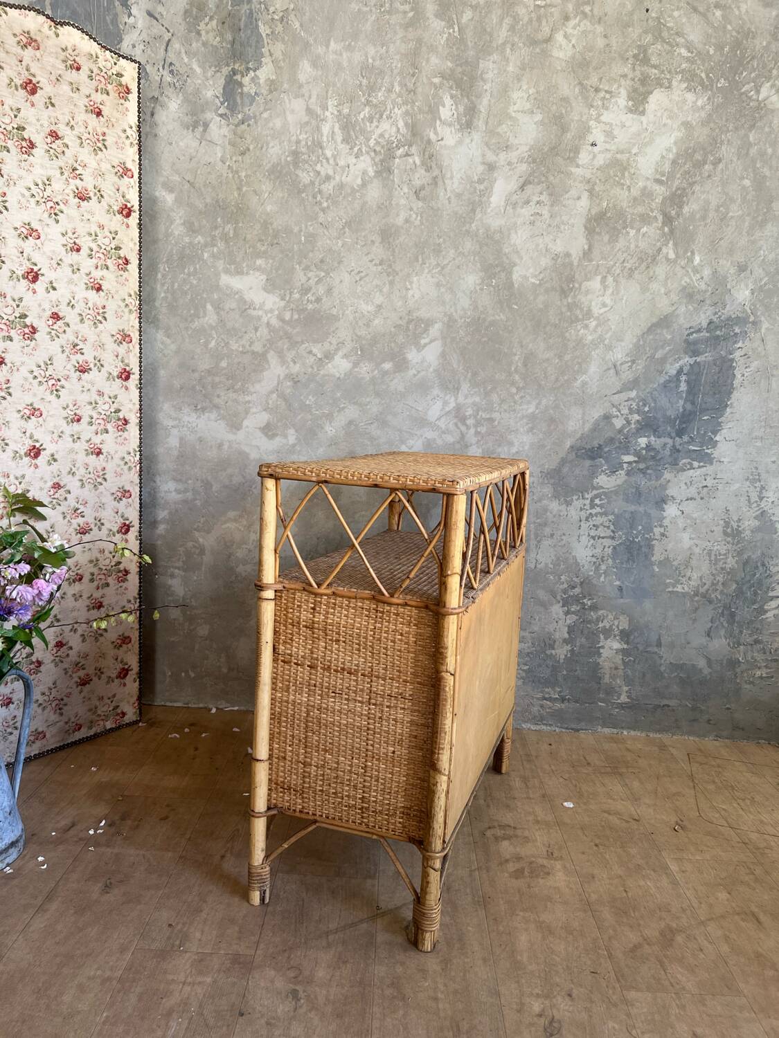 Vintage rattan sideboard
