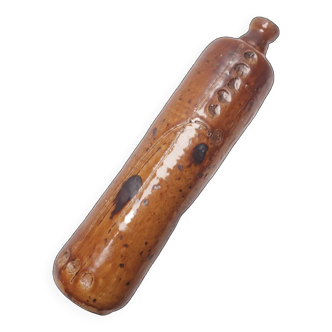 Stoneware bottle with Japanese decoration