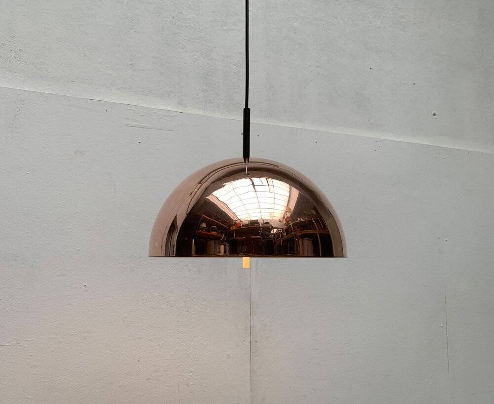Suspended dome lamp in copper by Staff Leuchten, mid-century, 1960s.