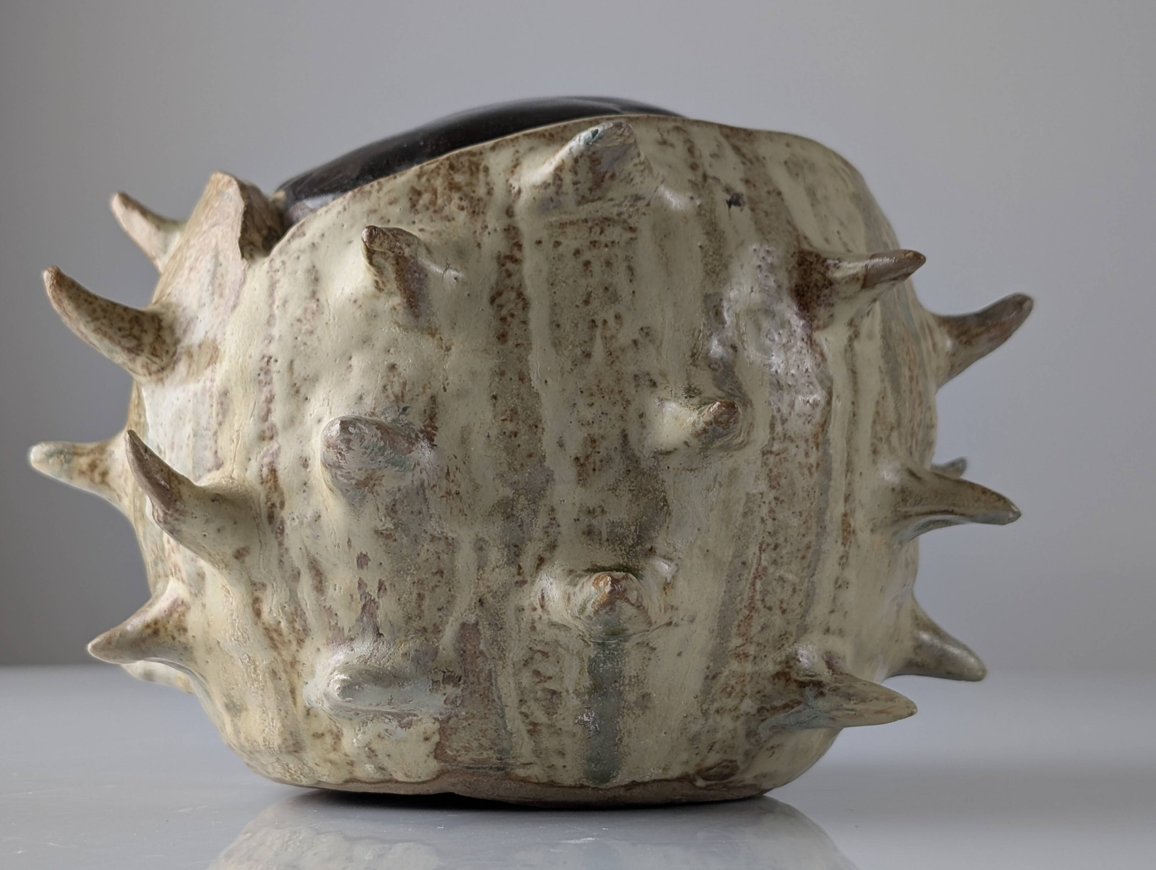 Large Organic Glazed Stoneware Chestnut Sculpture, 20th Century