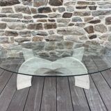 Trendy coffee table in glass and travertine