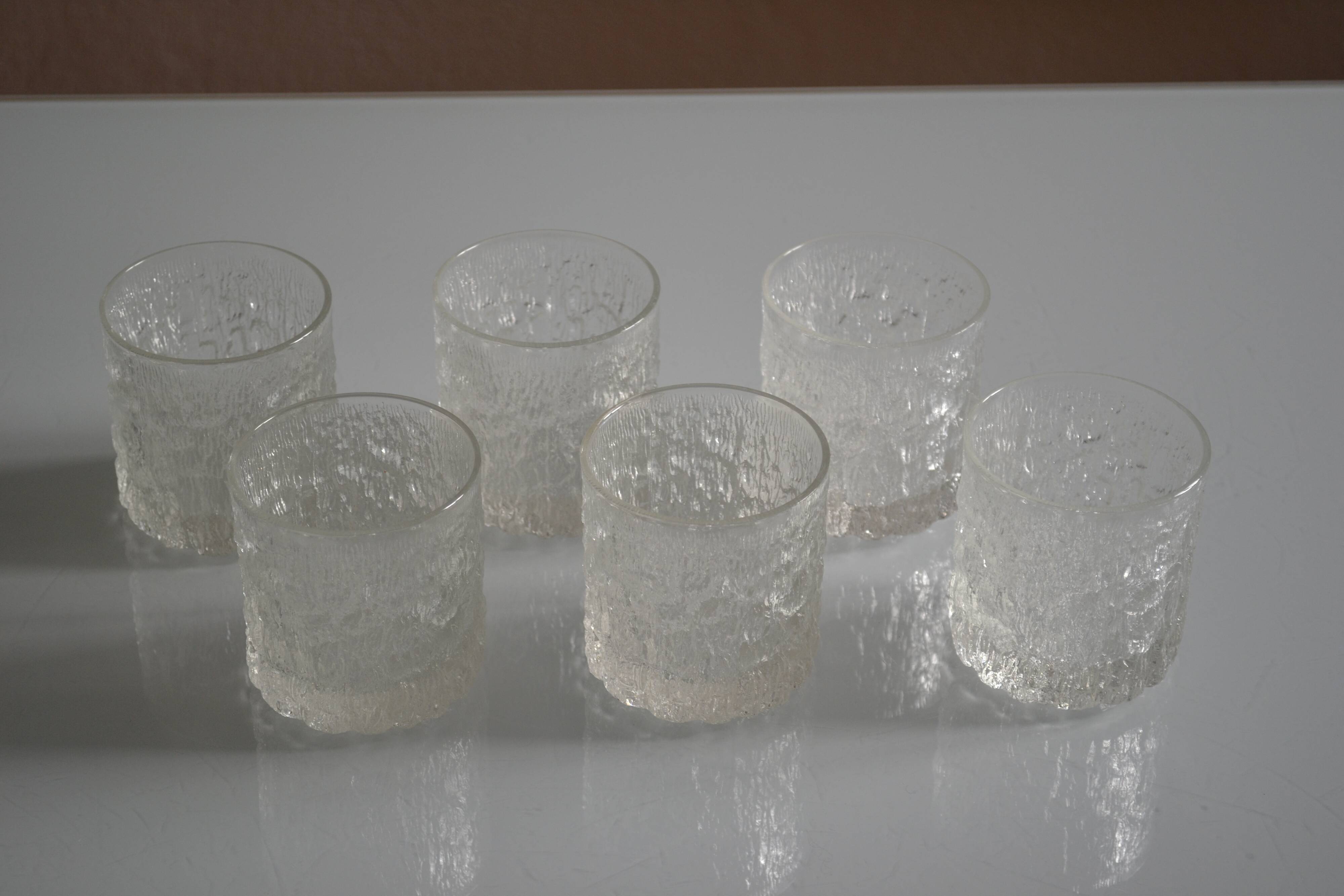 set of 6 vintage textured glasses 1980 by Charlotte Hutte @ Goebel Germany