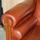 Vintage leather canapé in Art Nouveau style