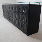 Black brutalist sideboard by Frans Defour, Belgium 1970's
