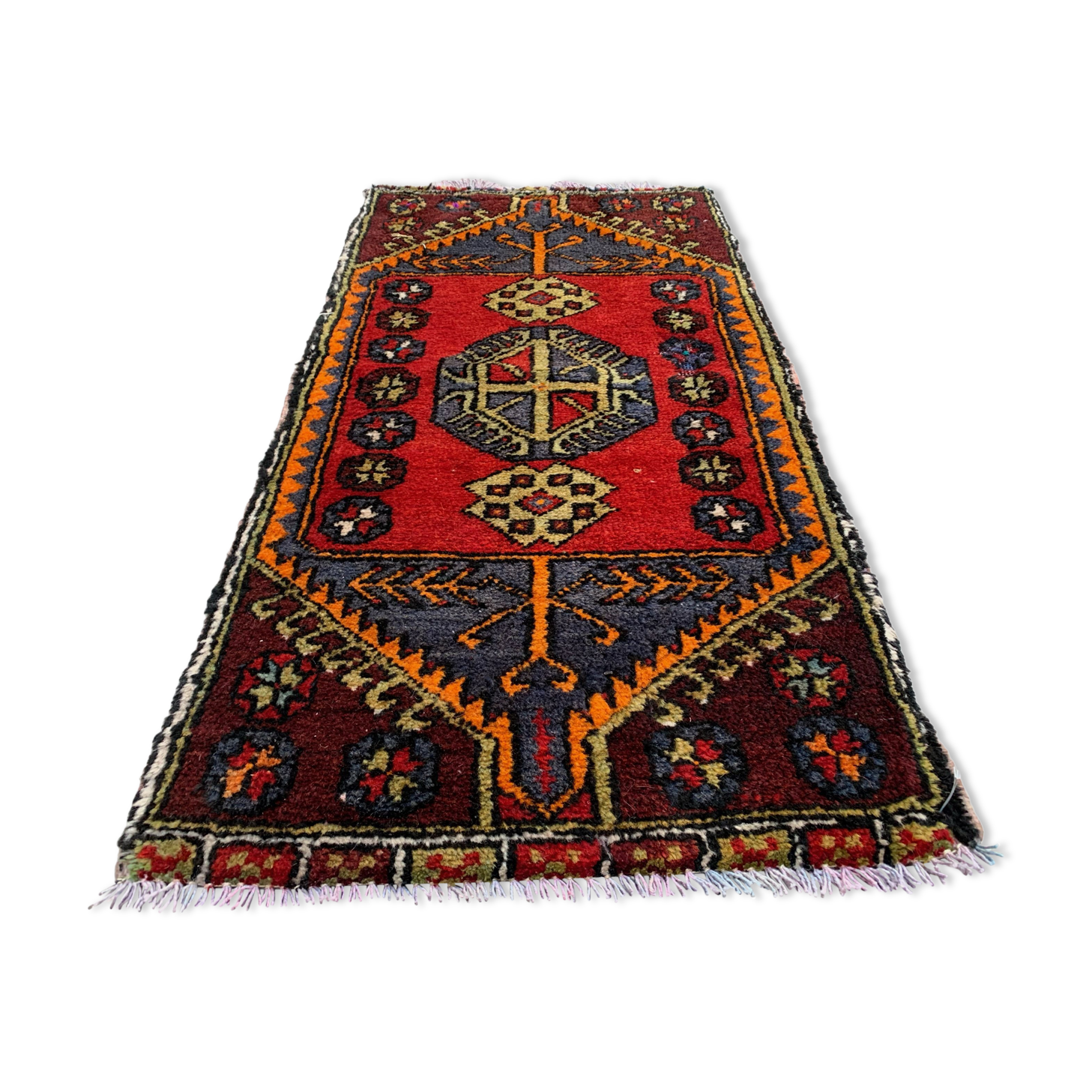 Small Vintage Turkish Rug 102x52 cm, Short Runner, Tribal, Shabby Chic