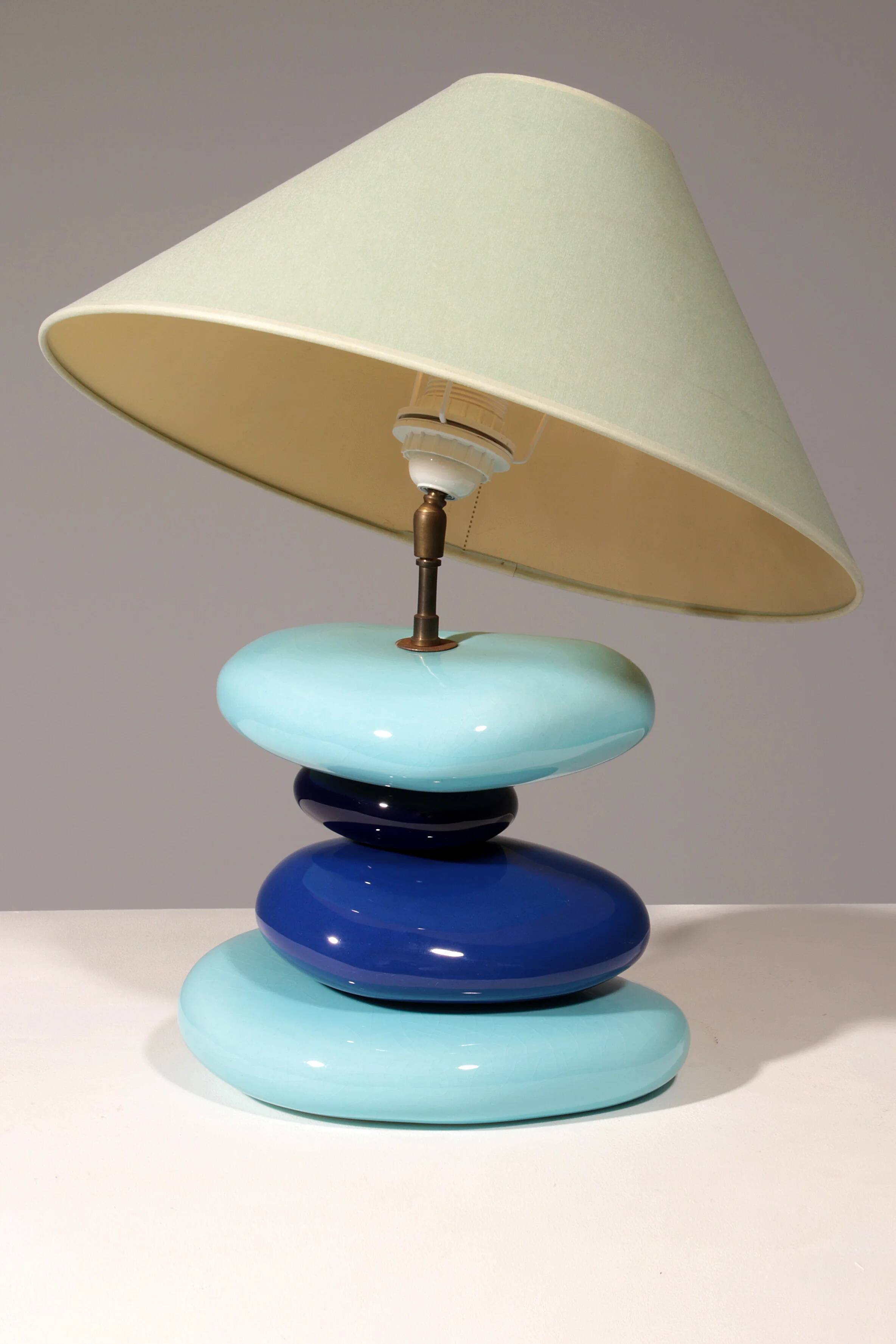 France pebble table lamp by François Chatain, 1980s