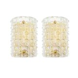 Pair of Scandinavian Mid Century Glass Wall Lights by Carl Fagerlund for Orrefors & Lyfa, 1960s