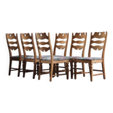 Chaises en chêne à dossier haut Razorblade vintage par Kjærnulf, années 1960, design danois