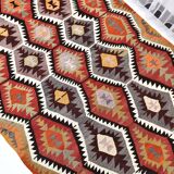 4x10 Red Green Tribal Kilim Rug 130x295Cm