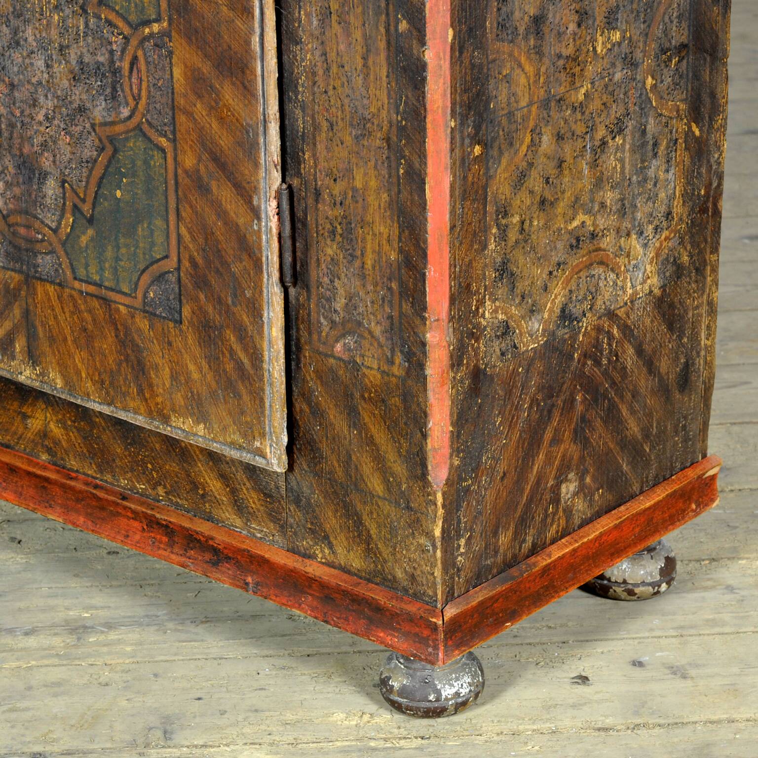 hand painted pine cabinet, circa 1850