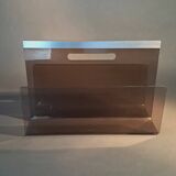 Smoked plexiglass magazine rack, Michel Dumas 1970.