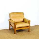 Salon complet en cuir camel 1960