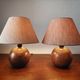 Pair of solid wood ball lamps 1980