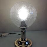 Brass bedside lamp and bubbled glass globe / vintage 60s-70s