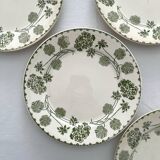 4 assiettes à dessert terre de fer « Géranium » Sarreguemines