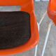 Vintage Overman Meblo Chairs: Orange & Brown Fabric, Stackable - Set of 2