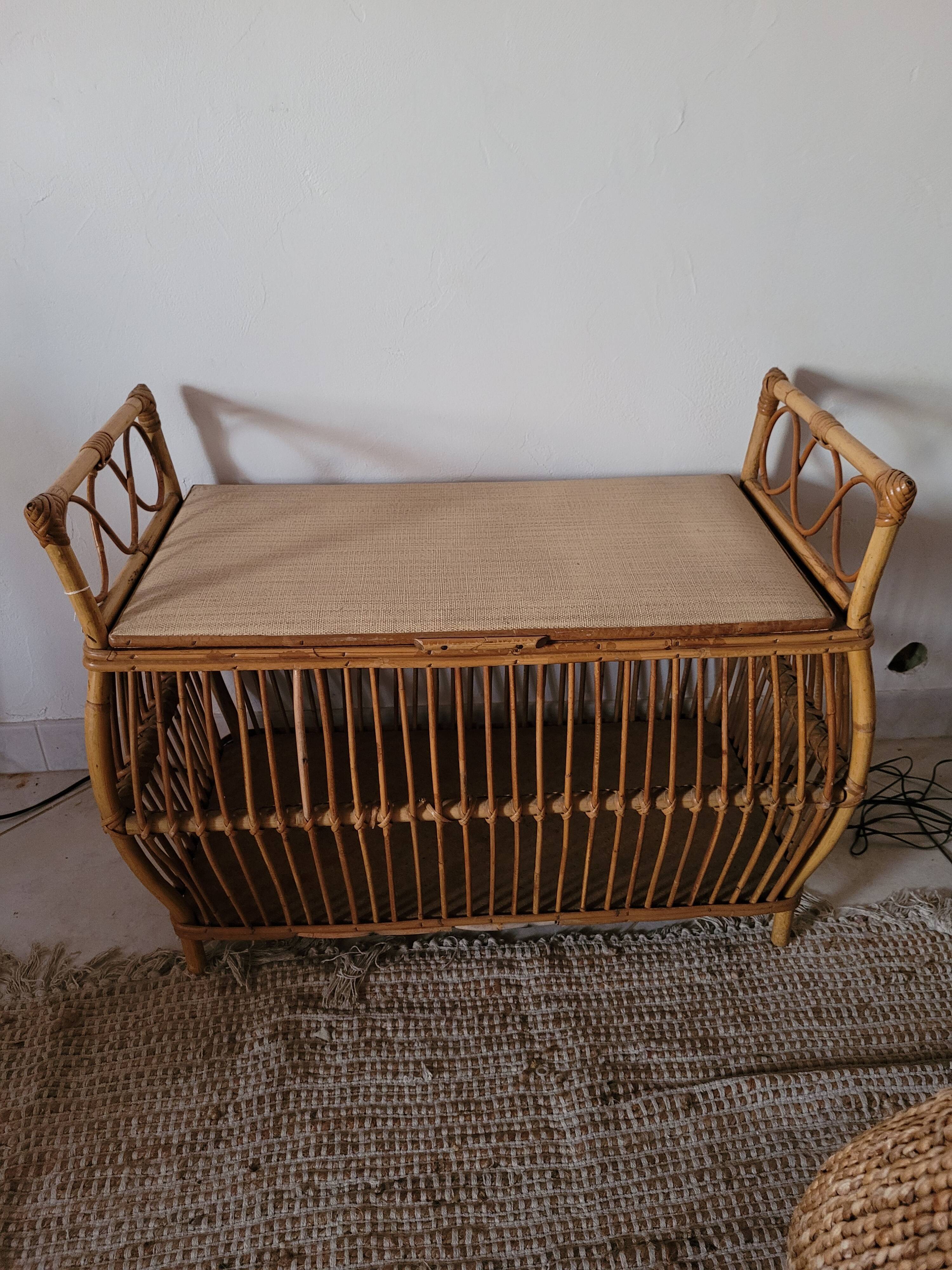 Rattan bench chest