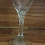 5 white wine glasses etched decorations, golden edge, twisted foot