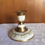 Brass and mother-of-pearl candle holder