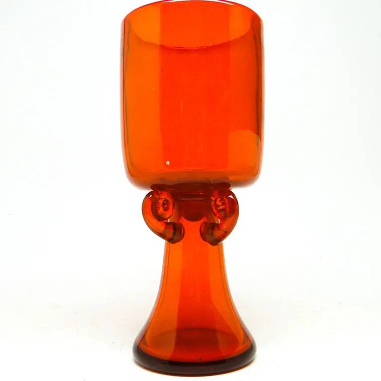 Modernism vase, orange glass, designed by J. Słuczan-Orkusz, Poland, 1970s