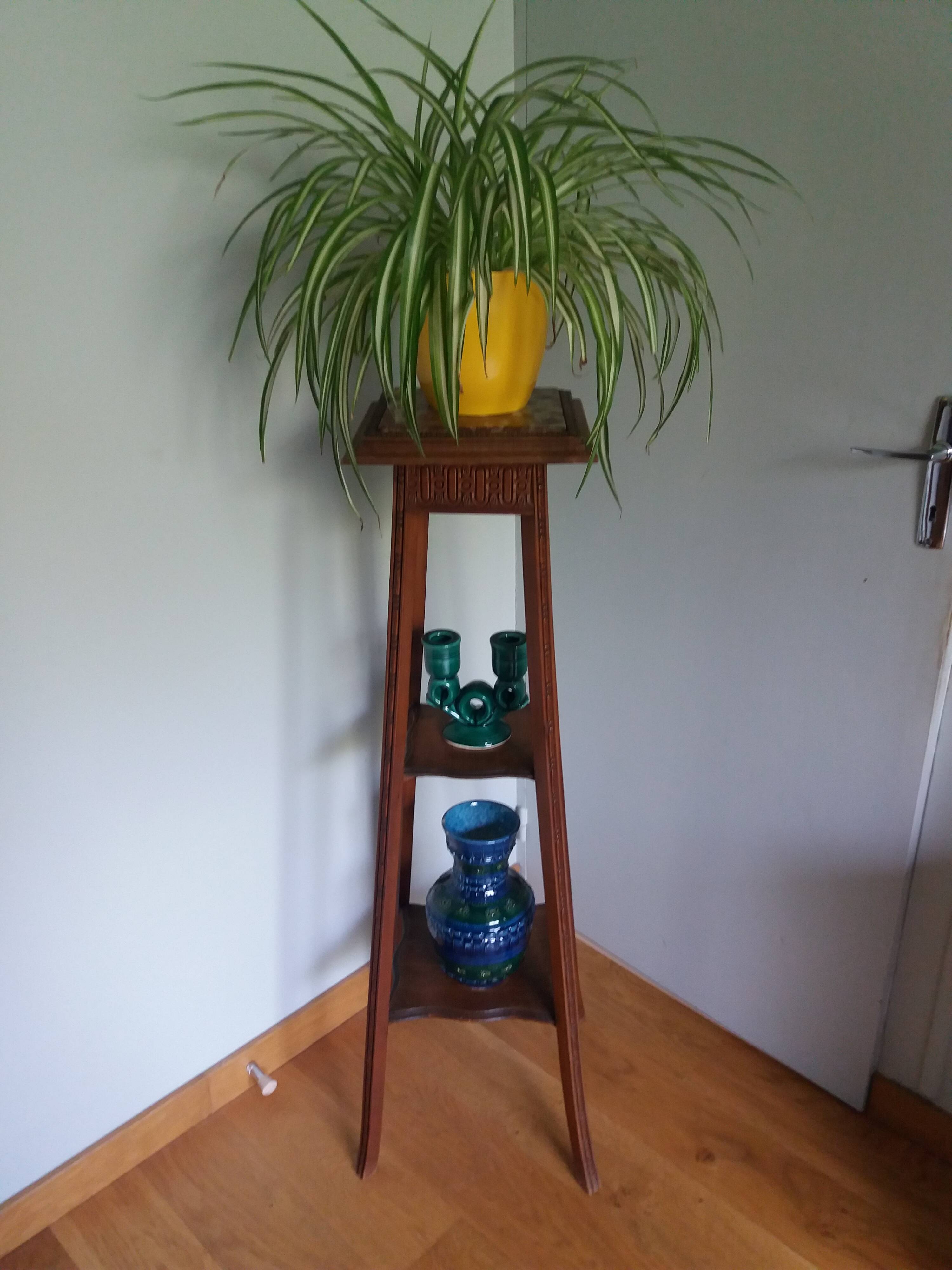 Wooden and marble stool