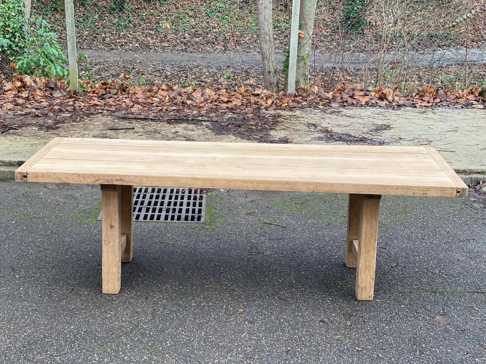 Renovated farmhouse table in solid oak from the 18th century, 240cm.